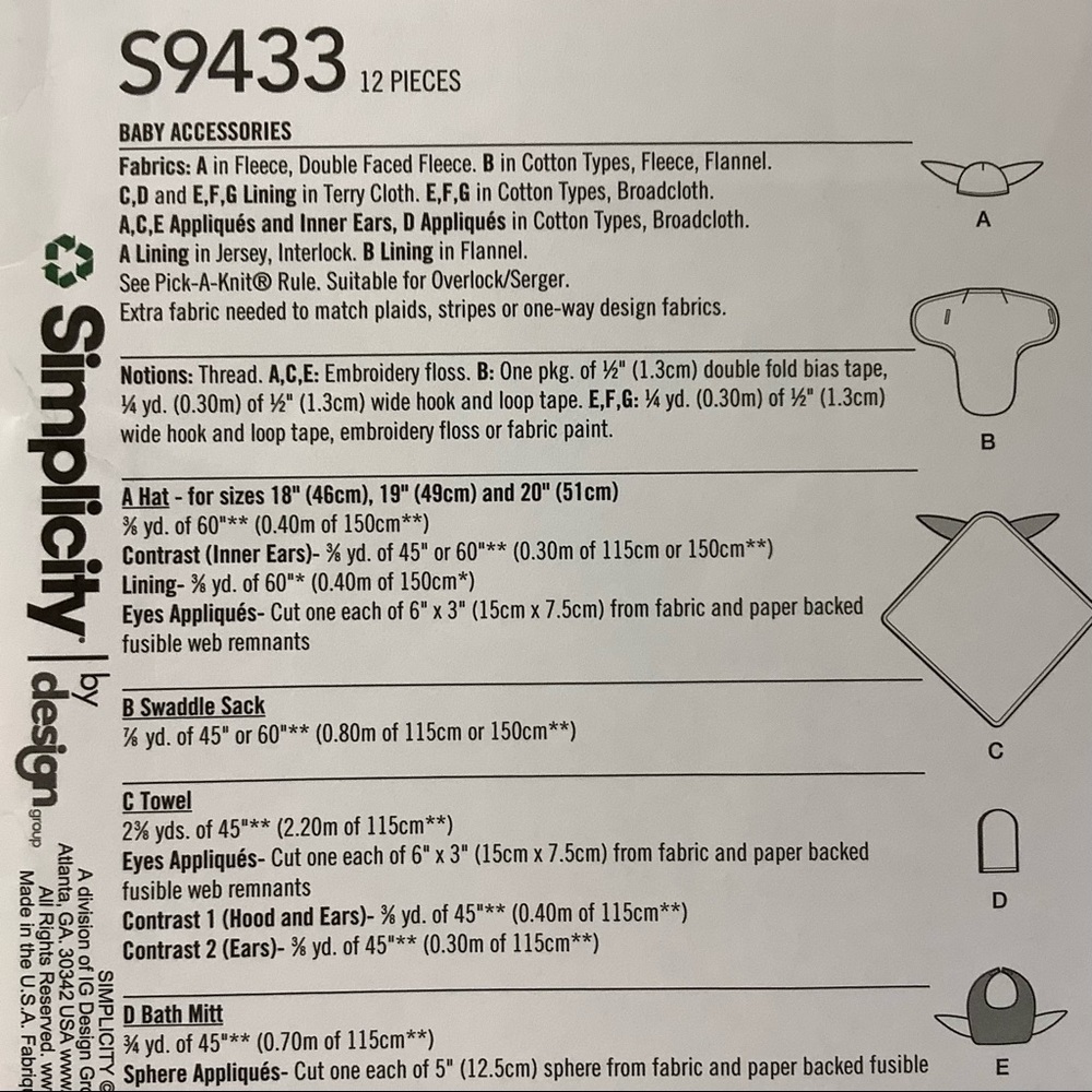 Simplicity S9433 Sewing Pattern - Picture 4 of 5